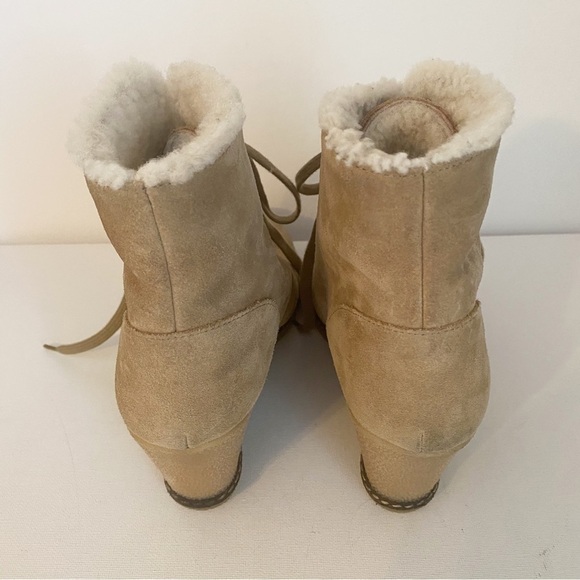 J. Crew MacAlister Wedge Suede Shearling Ankle Boots - 7 - Picture 8 of 16